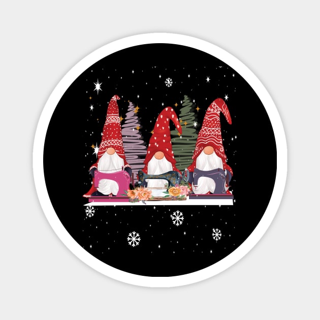 Sewing gnomes three quilting gnomes christmas gift Magnet by DODG99